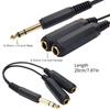 6.35mm 1/4Inch Male Stereo to Two TRS Female Sound Cable Y Splitter Adapter for Headphones and Speakers