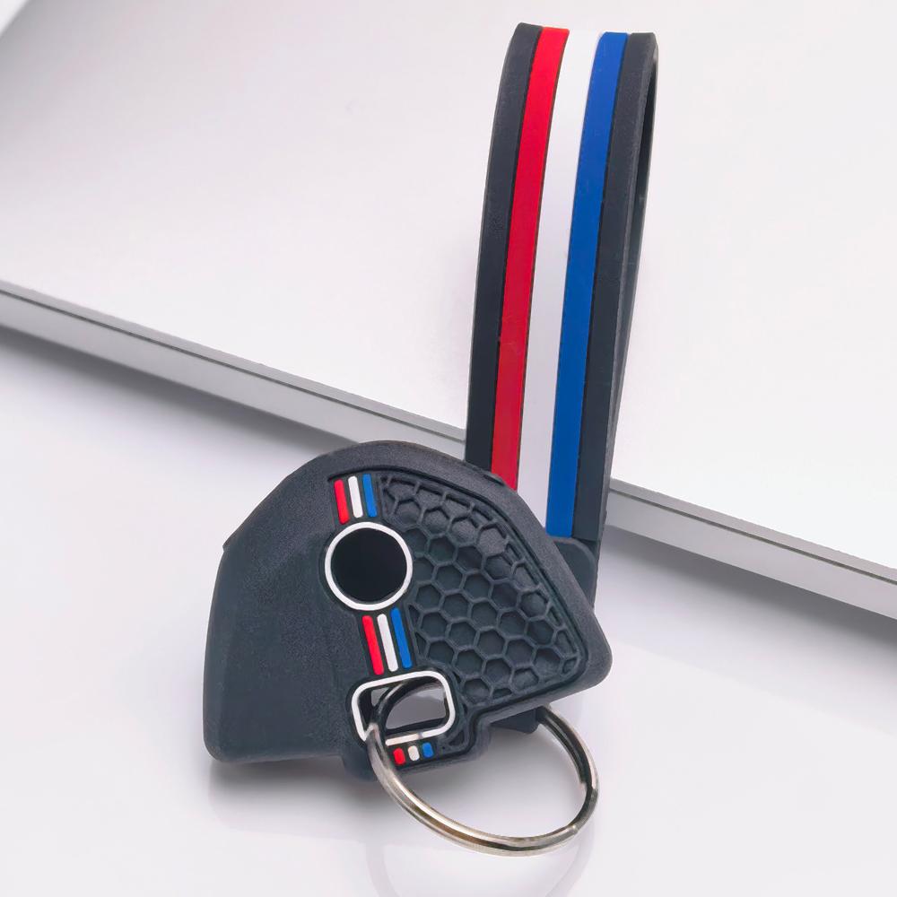 Anti Lost Silicone Keychain Lanyard for BMW G310R G310GS F750GS F850GS with Keychain Honeycomb Texture Racing Stripe Moto Smart Key Shell Protector