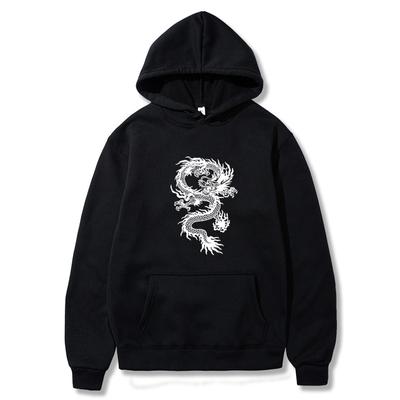 Damen Kapuzenpullover mit Tasche, Langarm, weißer Drache, Kapuzenpullover, Übergröße, lose Sweatshirts, Herbst, Fleece, Hoodies, Mode, lässige Kleidung