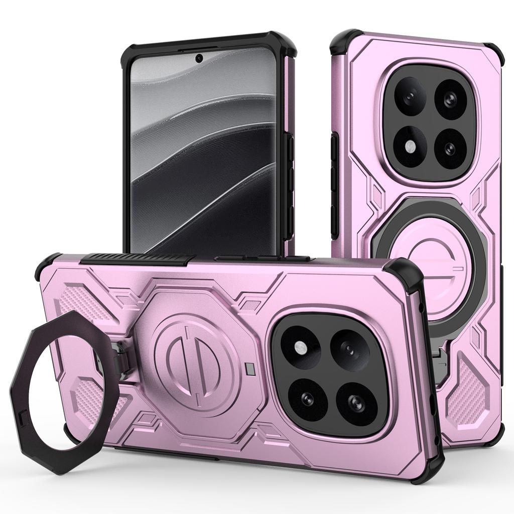 Pro Xiaomi Redmi Note 14 Pro+ 5G Magnetické pouzdro Otočný kovový stojánek Nárazuvzdorný PC+TPU Kryt na zadní stranu telefonu