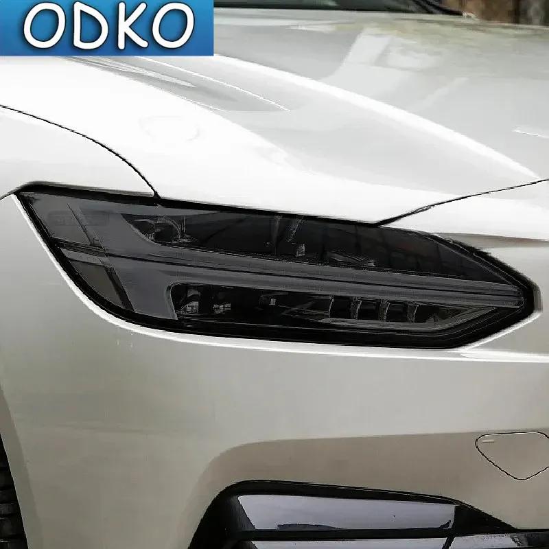 2 Pcs For Volvo S60 S90 V60 V90 XC60 XC90 Car Headlight Tint Smoked Black Protective Film Front Light TPU Sticker Accessories