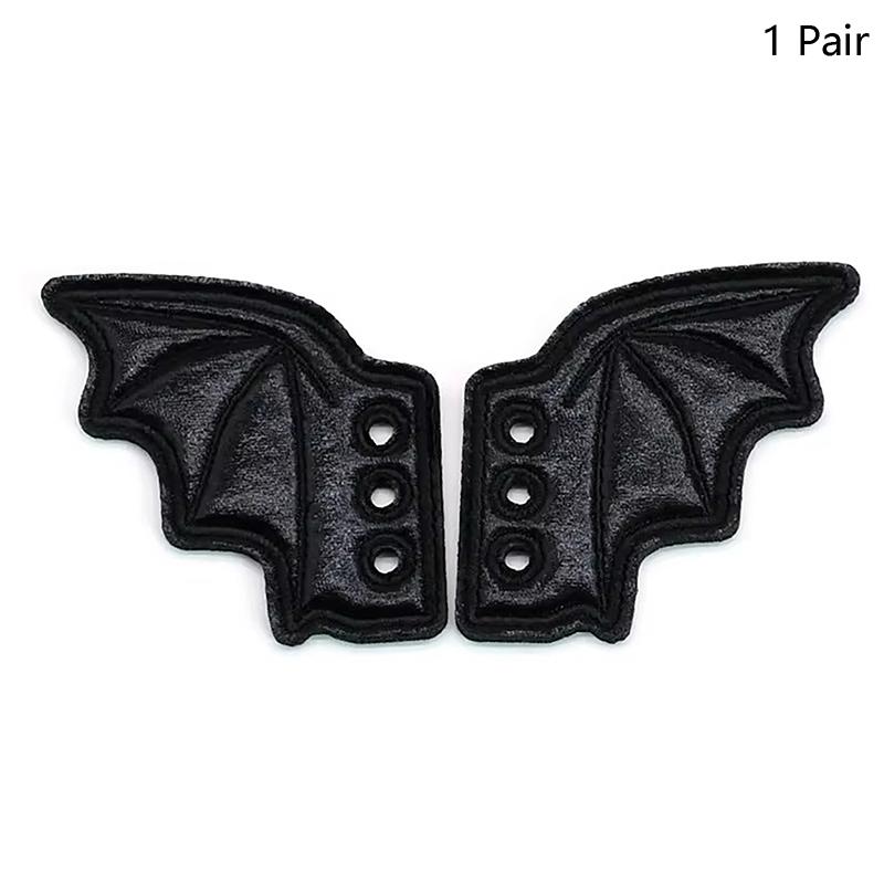 1/2 Pairs Bat Shoe Wings Embroidery Diy Charm Decorations For Sneaker Clothing Shoelaces Punk Halloween Gift Accessory
