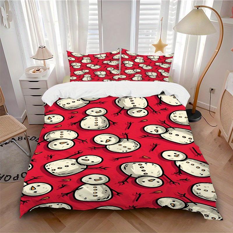 

3pcs Christmas Snowmen Winter Soft and Comfortable Breathability, Bedding Set, Machine Washable, Suitable for All Seasons197 135x200cm