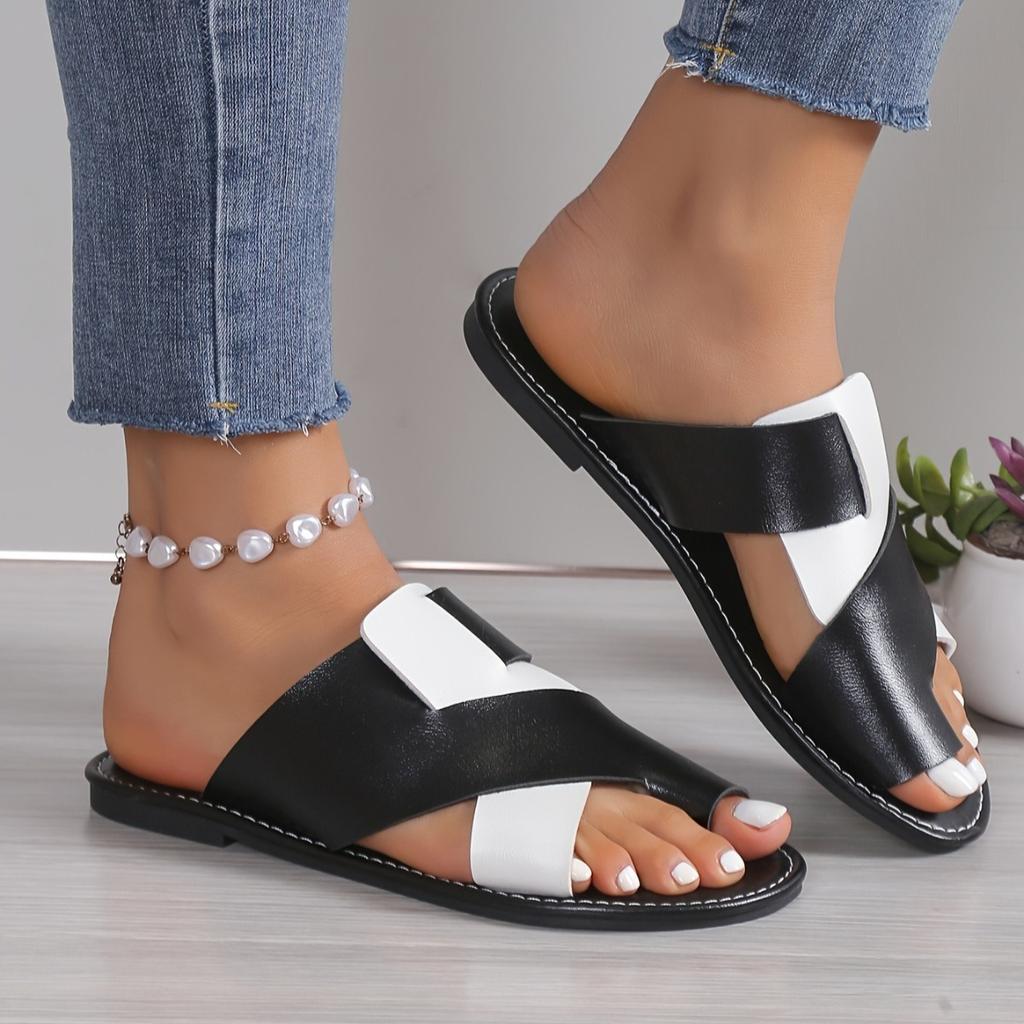 Autumn Color-Block New Style Summer Fashion Breathable Flat Toe Slippers
