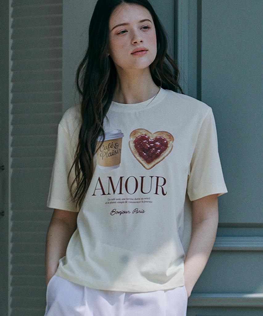 MALOUPE 5218 Amor Graphic T-Shirt (Yellow)