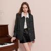 Sancai 2025 Winter Quilted Tweed Mid-Length Coat