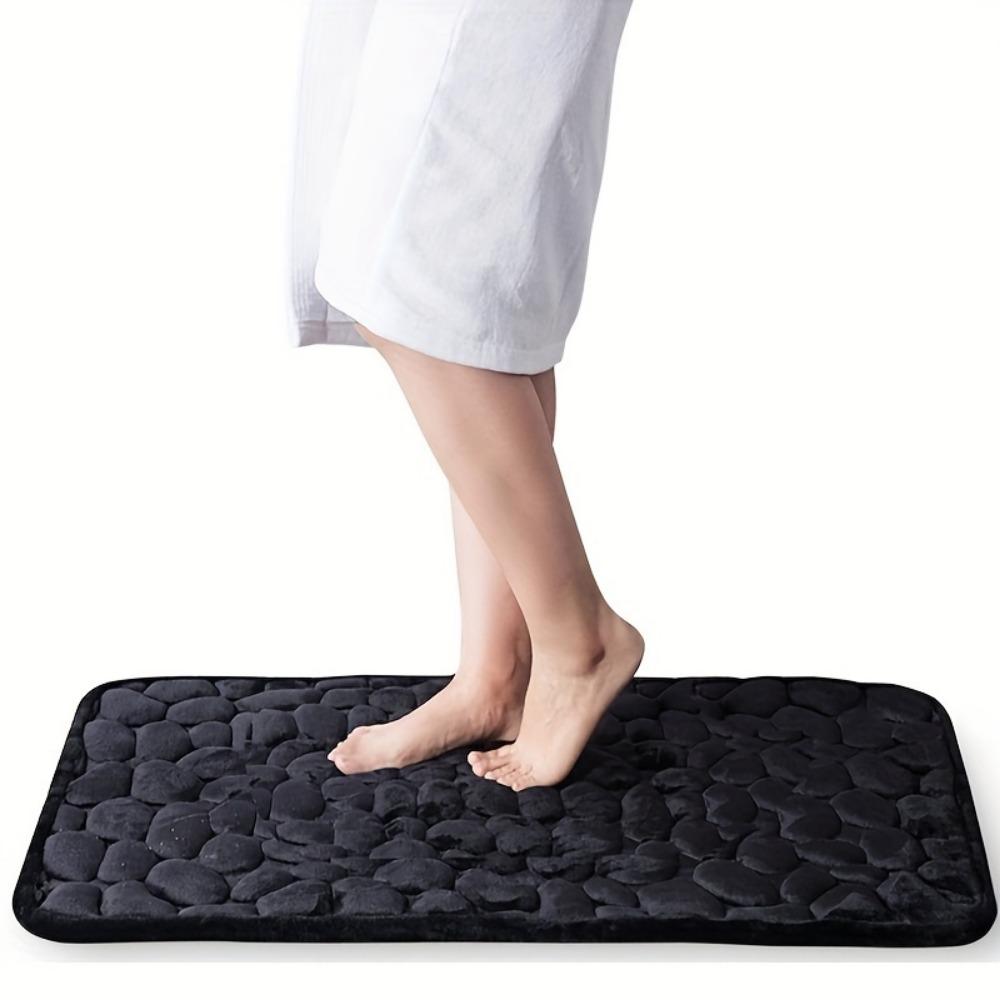 Rutschfeste Badematte mit PVC-Rücken - Maschinenwaschbar, Flache Polyester-Badematte, Niedriger Flor, Gewebter Stoff Rechteckiger Badezimmerteppich, Hochsaugfähig