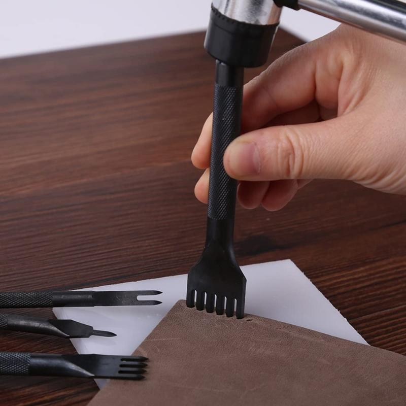 Leather Hole Punch Heavy Duty Carbon Steel Tools for DIY Leathercraft and Bag Making 1/2/4/6 Tooth
