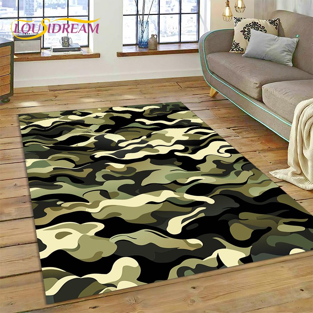2025 Colorful Camo Green Camouflage Carpet Rug for Living Room Bedroom Home Sofa Decoration Play Area Rug Non-slip Floor Mat