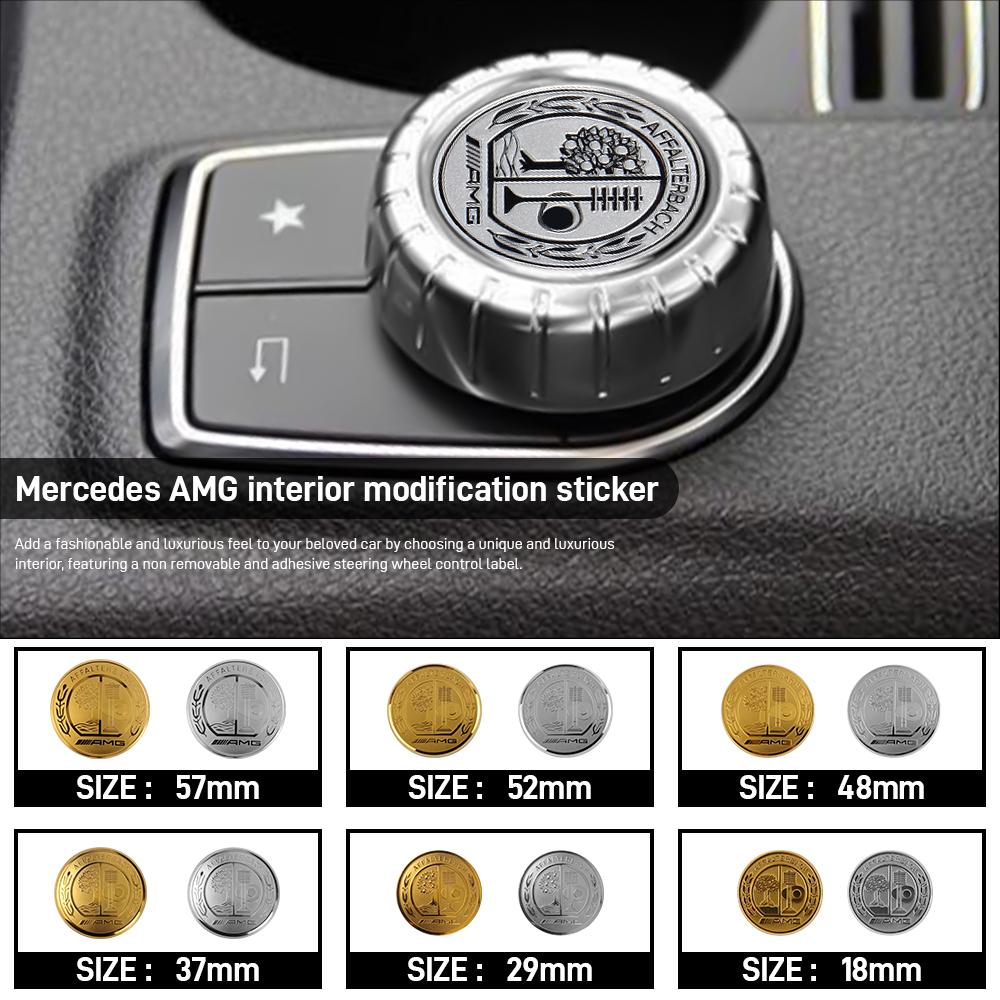 For Benz W126 Auto Decoation Sticker Car Start Button Steering Wheel Emblem Decal Accessories For Mercedes Benz AMG W204 W205 W176 GLK CLA GLA