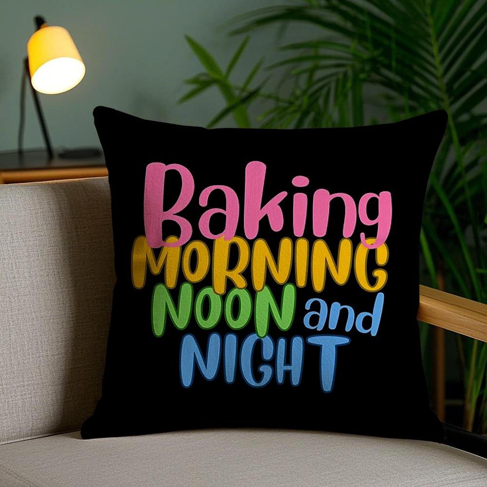 Morning Noon Cushion Cover Plush Fabric Soft Double-Sided Printed Invisible Zipper Sofa Pillow Case Home Decor