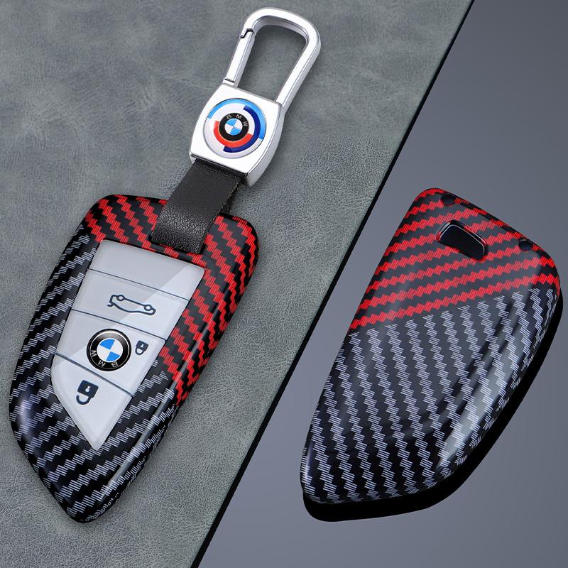 IVZR8 Carbon Fiber Car Key Case Cover Shell Fob For BMW X1 X3 X5 X6 G20 G30 G01 G02 G05 F15 F16 G11 F48 1 3 5 6 7 8 Series Accessories