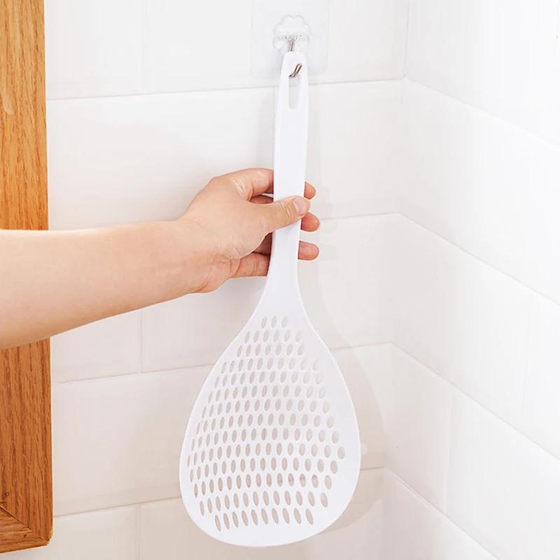 3pcs Strainer Scoop Drain Shovel Colander Slotted Pasta Spoon Plastic Skimmer Spoon with Handle Food for Kitchen Cooking