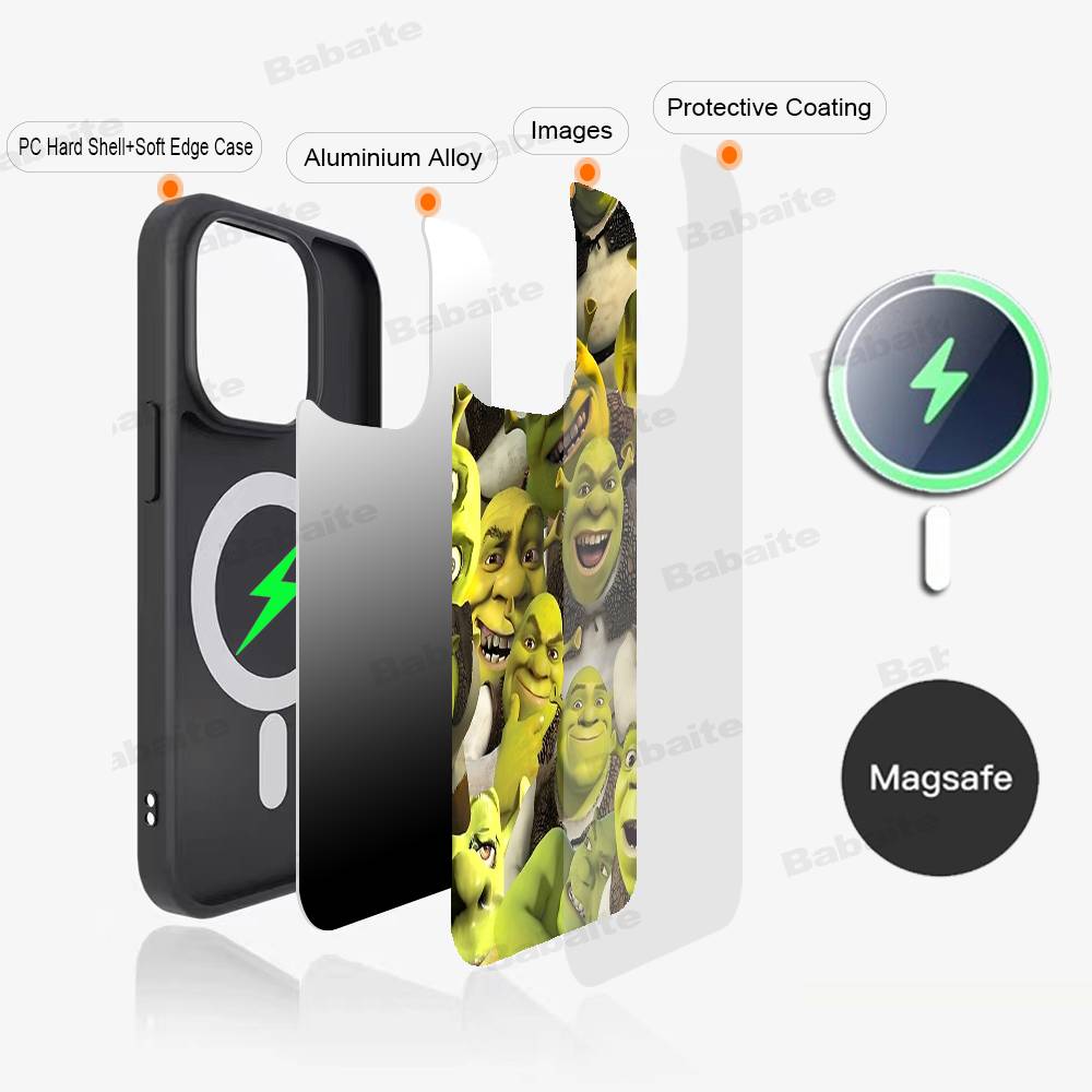 Cartoon S-Shreks Phone Case Magnetic Case For IPhone 16 14 13 12 11 15 Pro Max Plus For Magsafe Wireless Charge Cover