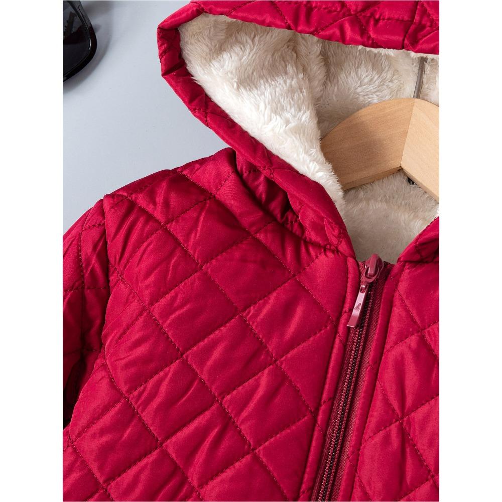 Kinder Mädchen Herbst Winter Trendy Casual Dicke Kapuze Plaid Fleece Mantel