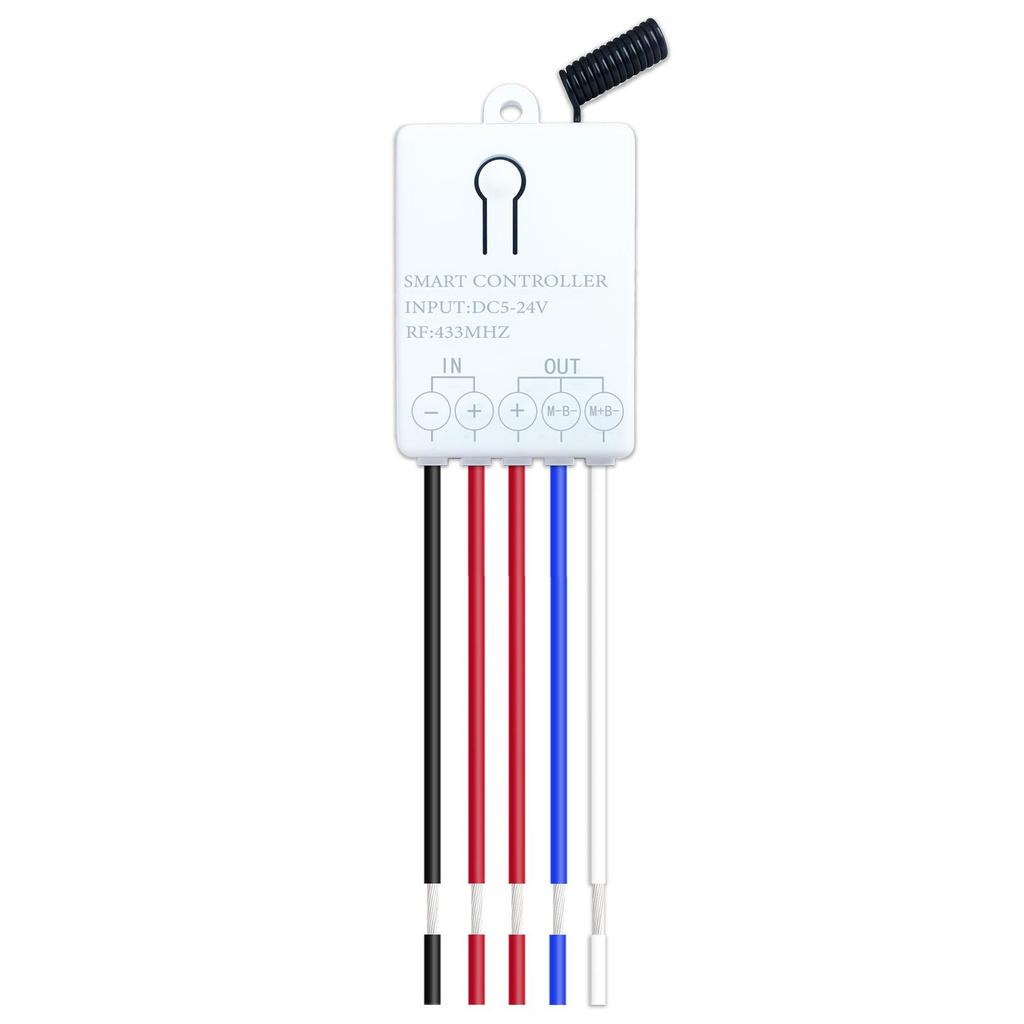 DC 5V/12V/24V Wireless Remote Control Switch for Motor Forward/Reverse Rotation, 20A Dual Output Receiver