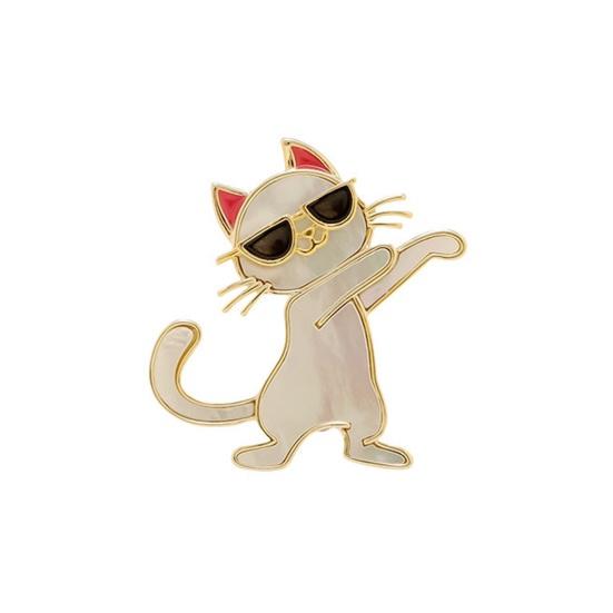Dancing Kitten Shape Versatile Brooch Zinc Alloy White 1 Pc