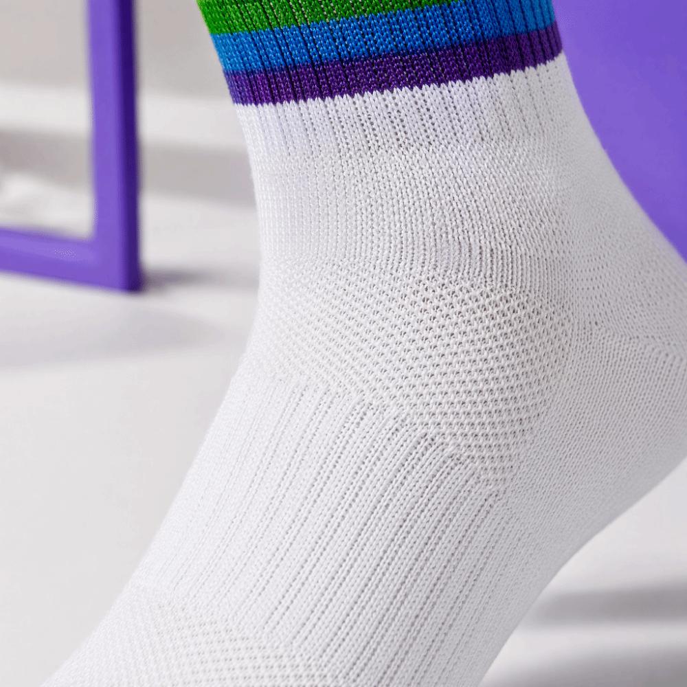 2PCS Rainbow Stripe Striped Socks Breathable Mesh Sports Running Socks Running Socks  Tennis
