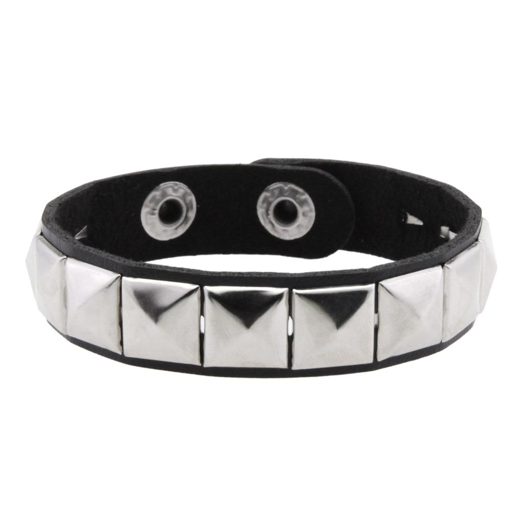 Punk Bracelets PU Leather Studded Bracelet Adjustable Goth Cuff Bracelet Gothic Rivet Buckle Wristband for Men Women Emo Jewelry