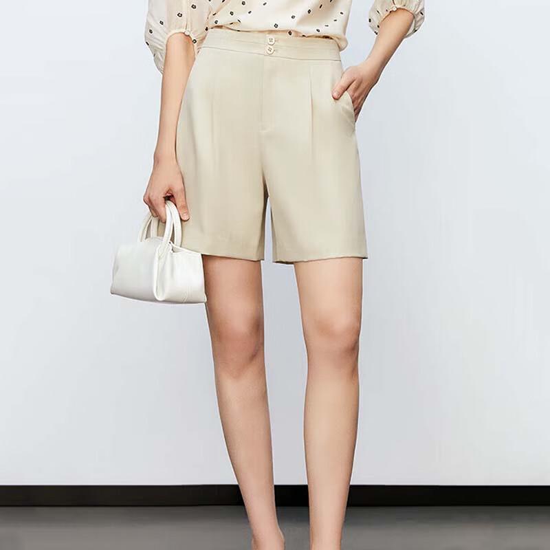 JESSIE Pleated High-Waist Wide-Leg Shorts S