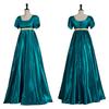 Abito Medievale di Raso Vintage Abito Vittoriano Regency Costume Cosplay Formale Vita Impero Corsetto Abito da Ballo