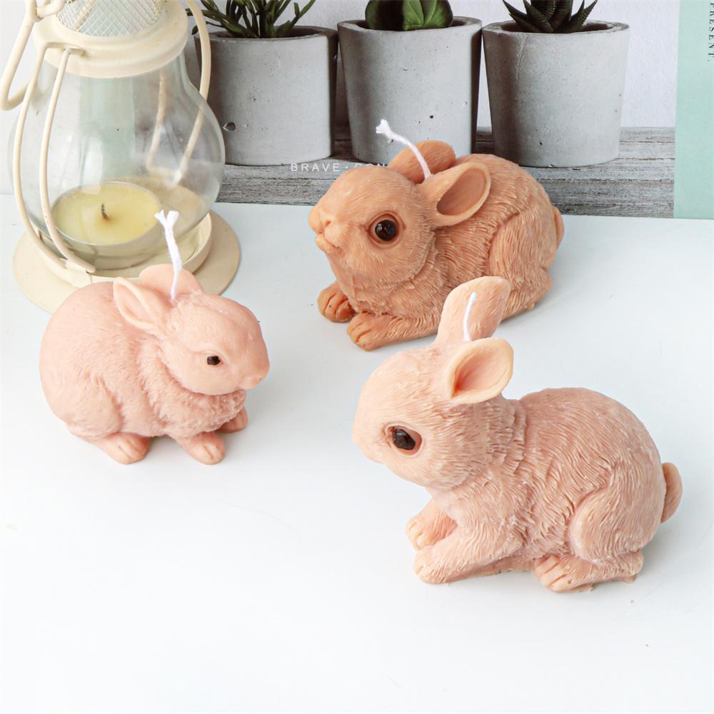 New Easter Rabbit Silicone Candle Mold DIY Bunny Gypsum Soap Mold Animal Resin Making Crafts Casting Molds Party Gift