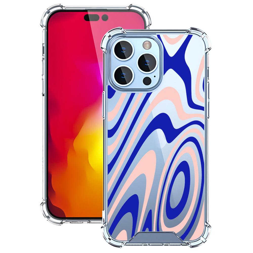 For iPhone 16 Pro Case Colorful Wave Pattern Printing Soft TPU+PC Phone Cover