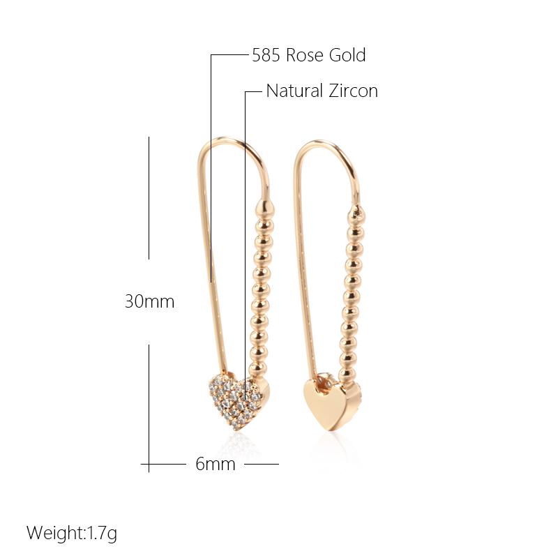 Kienl Trendiger Rose Gold Langer Hängeohrringe Für Frauen Herzförmige Natürliche Zirkon Ohrringe Feiner Hochzeits-Tägliche Schmuck