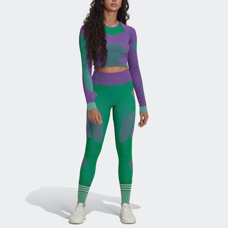 Adidas X Stella McCartney Collaboration Patchwork Fitted Long Sleeve T-Shirt Women Tops Multicolor HN2881