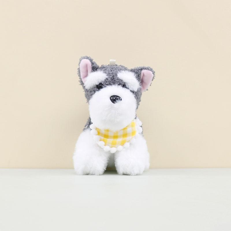 Cute Schnauzer Dog Plush Keychain Fluffy Toy Bag Charm West Highland Terrier