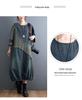 Women's Contrast Patchwork Denim Dress - Plus Size, Frayed, Loose, Mid-Length Skirt for Spring/Autumn