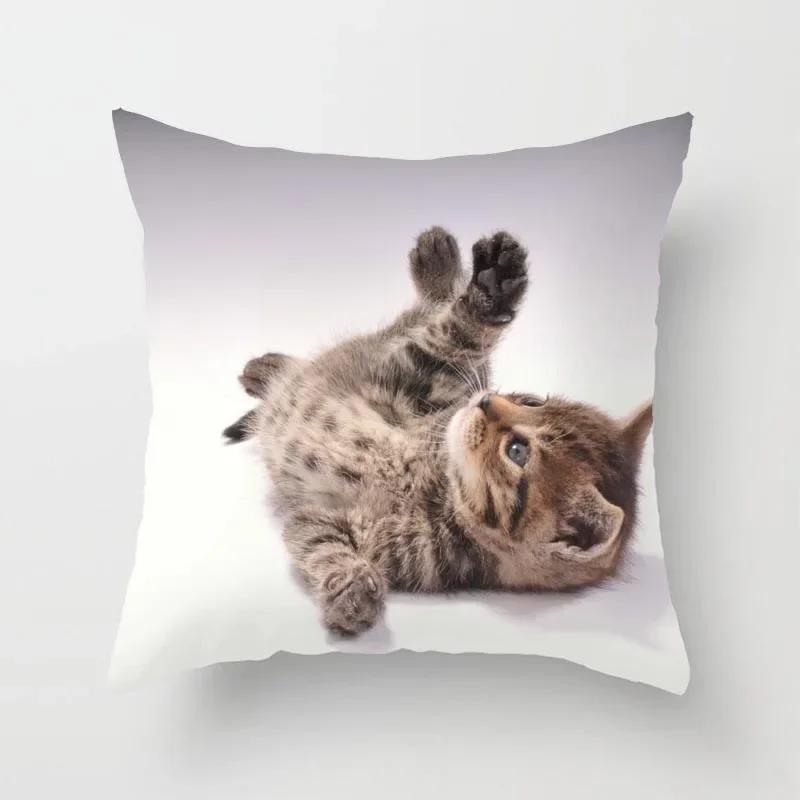 

Cute Cat Geometric Cushion Cover Small Pillowcase Sofa Square 66x66cm