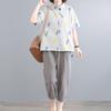 Women Suit 2PC Set Cotton T-shirt and Pants Cotton Oversize Loose Casual Summer Suit Two Pieces Top Pants