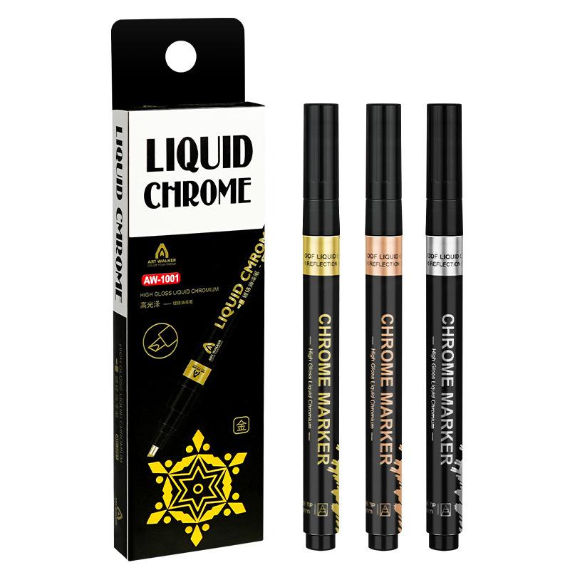 Chrome Mirror Marker Pen 0.7/1/2mm DIY Reflective Art Paint Pen Permanent Color Markers Gold Silver Bronze Marker Car Styling