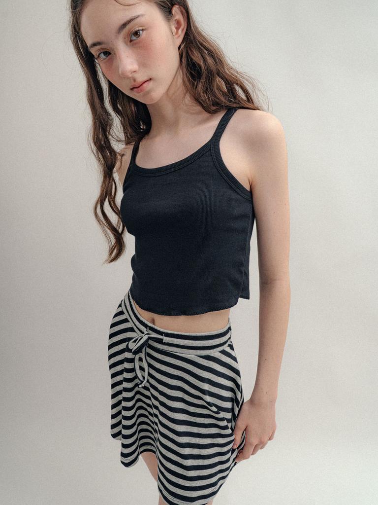 Visus Striped Mini Skirt_Charcoal