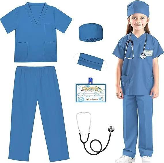 Children Doctor Role Play Set White Coat Nurse Costume Dress Up Pretend Play Toy