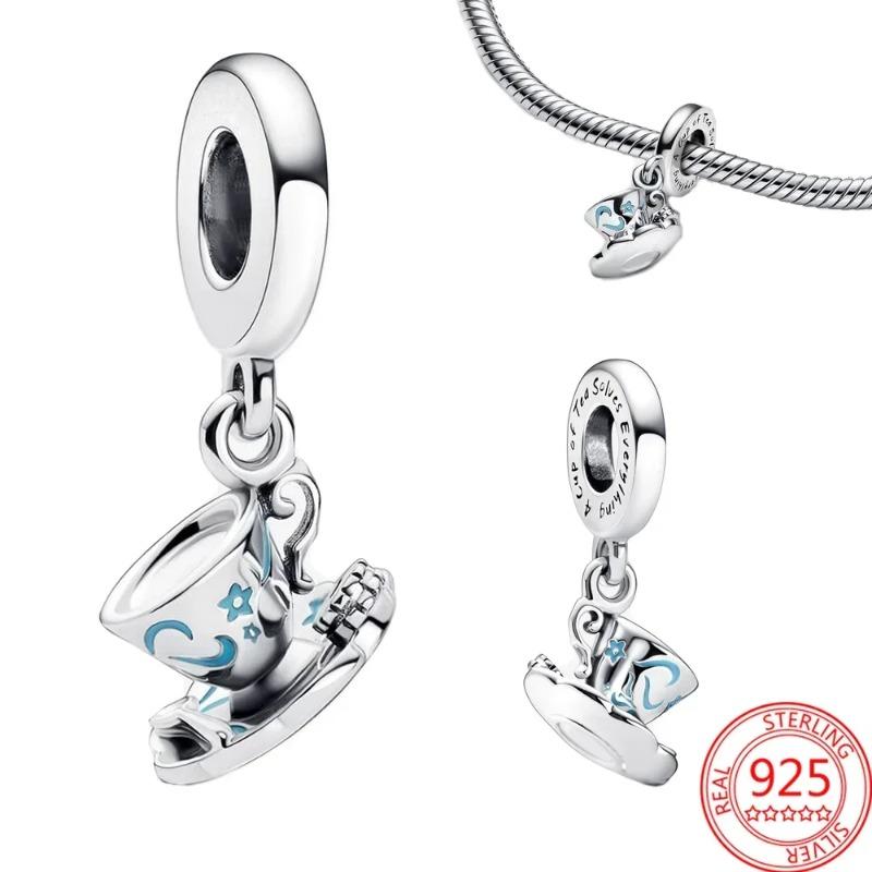 925 Silver Coffee Cup Charm Bead for DIY Bracelets Necklaces Pendants Handmade Jewelry Gift for Women Men