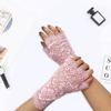 1 Paar Handschuhe, halbe Finger, Spitze, durchsichtig, aushöhlen, Blumenstickerei, einfarbig, elastisch, für Braut, Hochzeit, Abschlussball, Party, dekorative Handschuhe