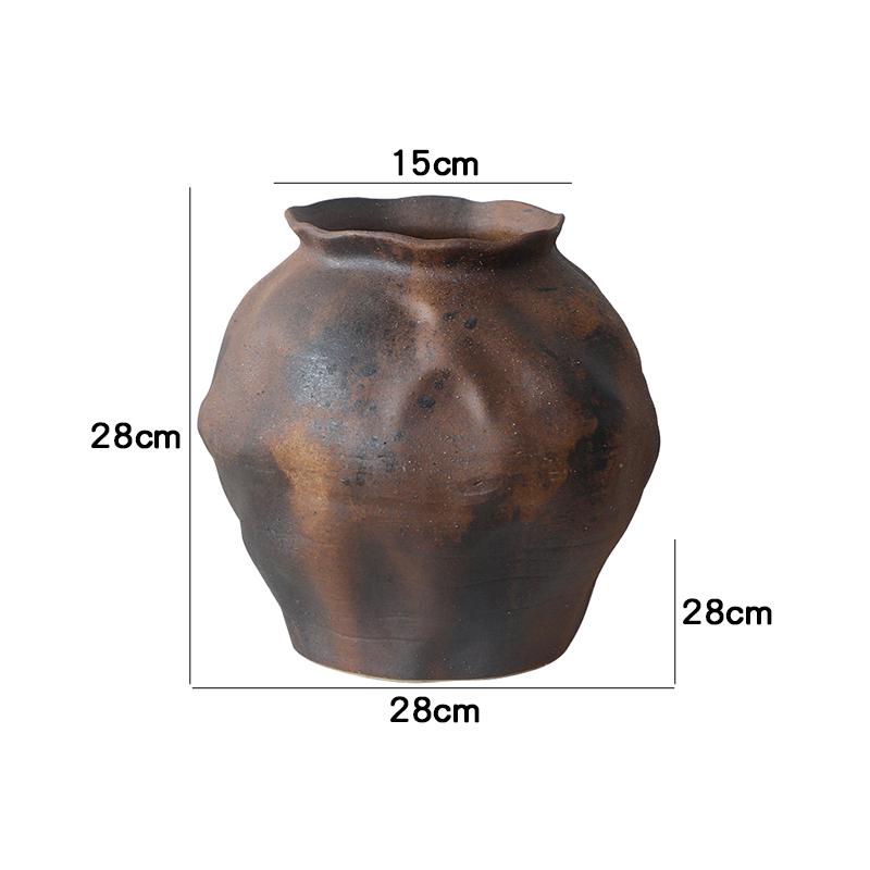 Retro Wabi-Sabi Zen Pottery Vase for Home and Hotel Decor