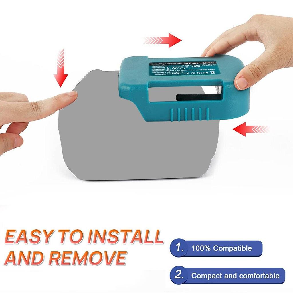 1pc For Makita 18V With USB With Type-C Battery Holder For Makita 18V Battery BL1840 BL1850 BL1860 Charger Adapter Fast Charging