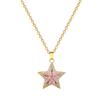 Titanium Steel, Pink Pentagram Light Luxury Temperament Gorgeous Full Diamond Necklace Female Versatile Collarbone Chain Titanium Steel Chain