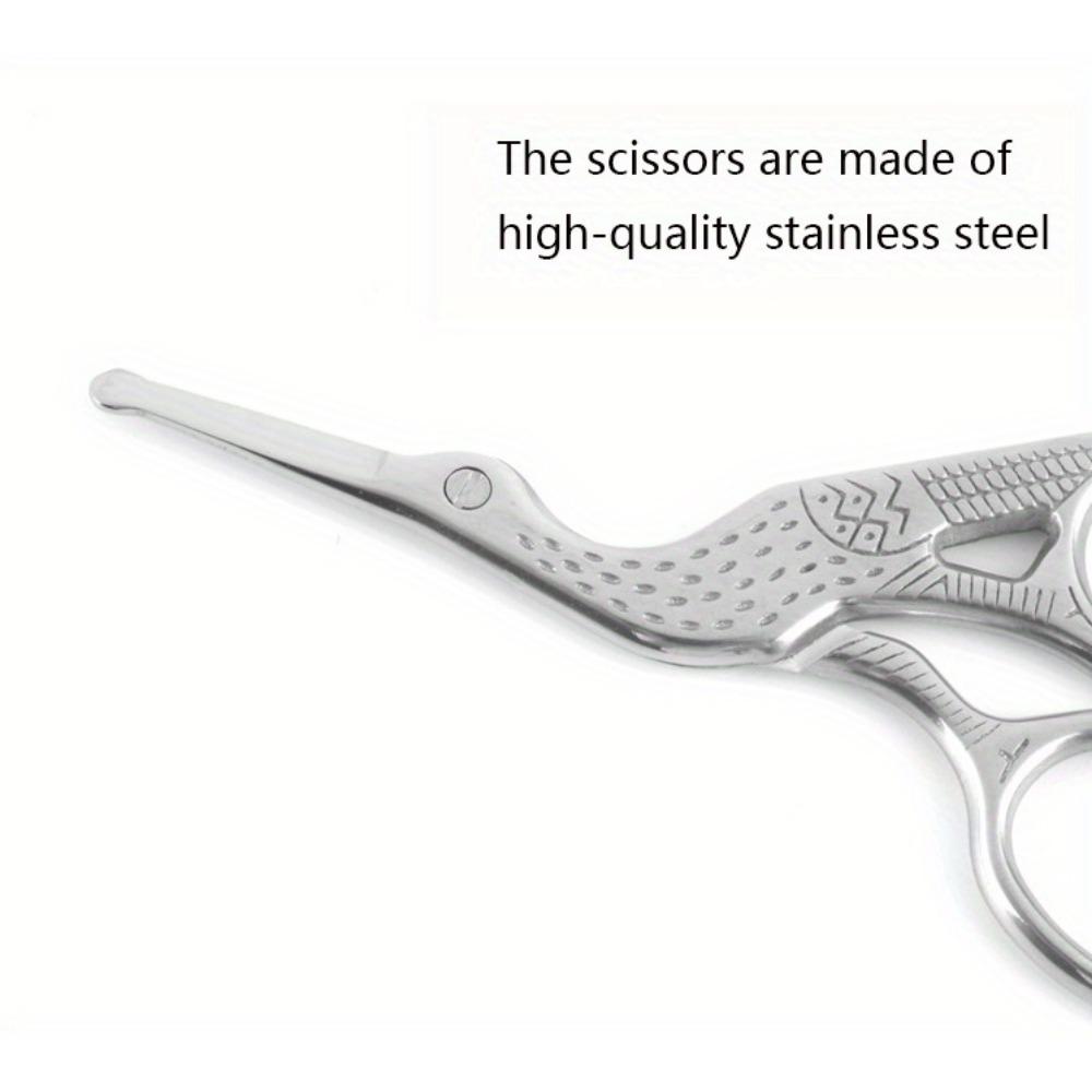 Stainless Steel Hair Scissors - Enhanced Safety Round Tip Stork Scissors for Precise Eyebrow, Nose, Beard & Ear Hair Trimming