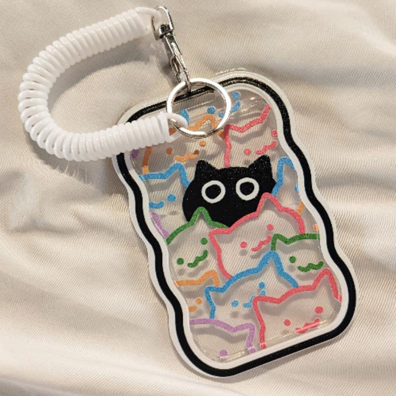 Kawaii Katze Transparent Acryl Luxuriöser Fotokartenhalter Kpop Idol Kartenschutz Kreativer Taschenanhänger Campus ID Aufbewahrungstaschen