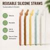 5/10 Stück Wiederverwendbare Silikon-Trinkhalme mit 1 Reinigungsbürste, 15,5 cm lange Silikon-Trinkhalme, Premium Weiche Flexible Halme für Tee Saft
