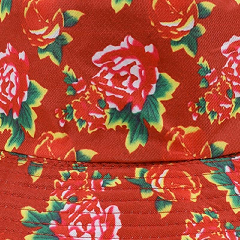 Double Sided Floral Bucket Hat Breathable Fisherman Hat Beanies Hat Rose Printing Cloche Style Vintage Rose Pattern