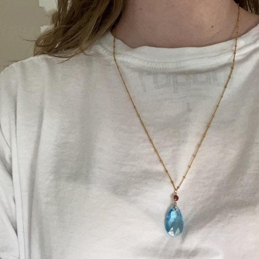 Ожерелье в стиле аниме, ожерелье с кулоном, синий австрийский кристалл, аниме, ожерелье для косплея, ювелирное украшение в стиле аниме, кулон