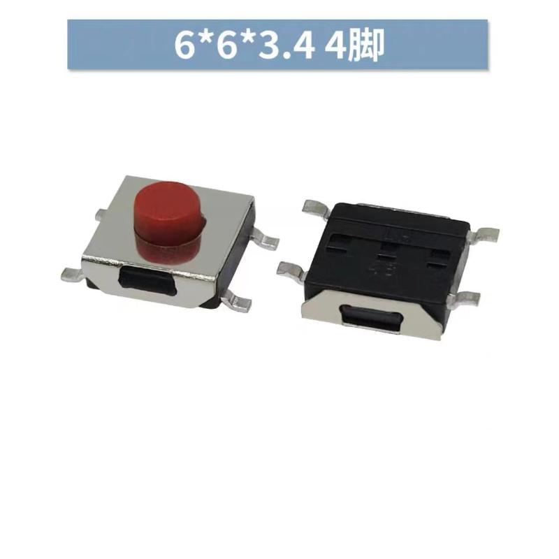 20PCS/LOT 6*6*2.5mm 3.1mm 3.4mm 5mm SMD Switch 4 / 5 Pin feet Touch Micro Switch Push Button Switches Red 6X6 Tact Switch