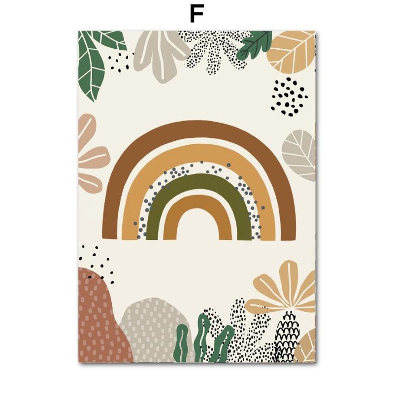 Löwe Giraffe Elefant Affe Regenbogen Blatt Wandkunst Leinwandmalerei Dschungeltier Poster und Drucke Bilder Baby Kinderzimmer Dekor