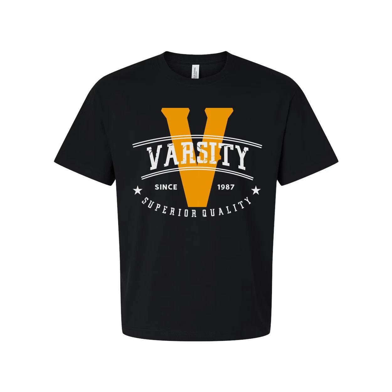 

Varsity V Graphic T Shirt Unisex Short Sleeve Tee With Vintage Style Logo Print 4XL