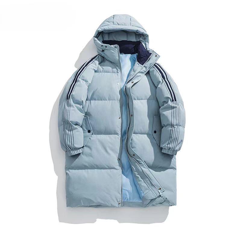 Unisex Mid-Length Striped Cotton-Padded Jacket - Winter 2025, Warm & Thick, Korean Style Student Coat